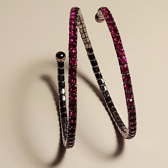 Ruby Red Rhinestone Bangle - Picture 1 of 12